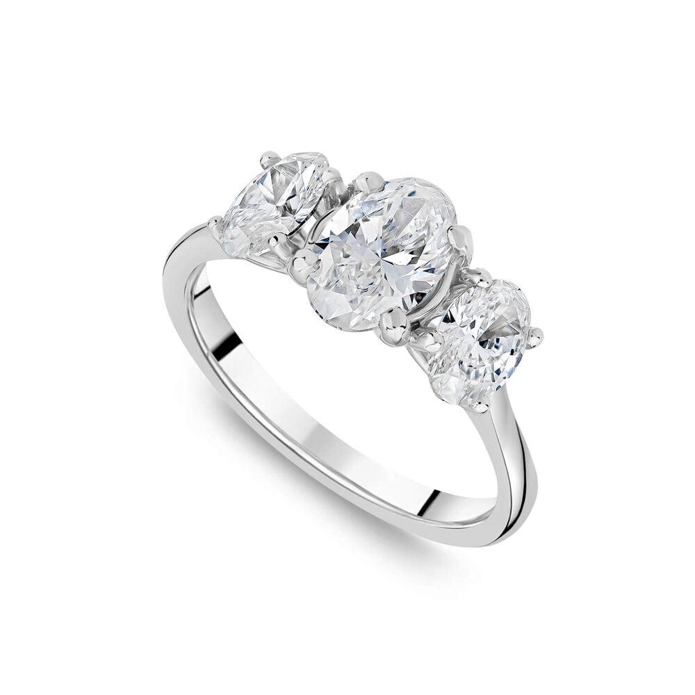Born Platinum 2ct 3 Oval Stone Diamond Ring image number 0