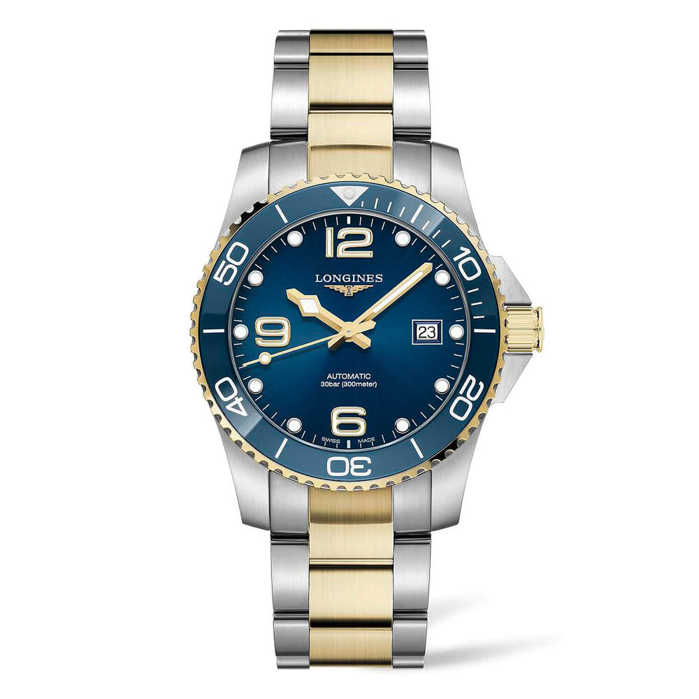 Longines HydroConquest 41mm Blue Dial Yellow Gold & Steel Case Bracelet Watch