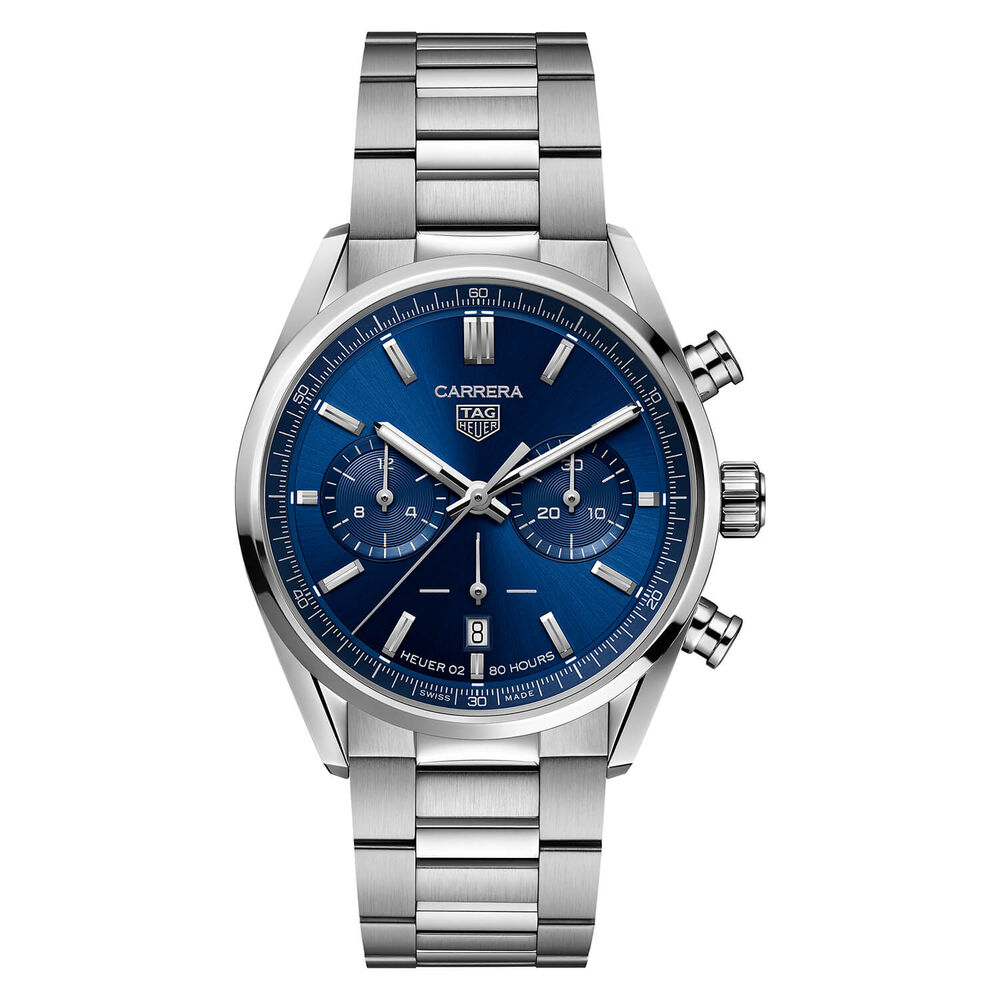 TAG Heuer Carrera 42mm Blue Dial Chronograph Steel Case Bracelet Watch