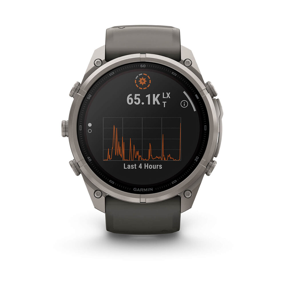 Garmin fenix 9 Pro Solar 51mm Titanium Pebble Grey Silicone Strap Watch