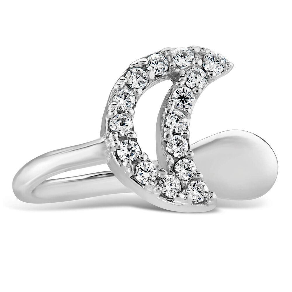 Sterling Silver Cubic Zircona Moon Single Cuff Earring
