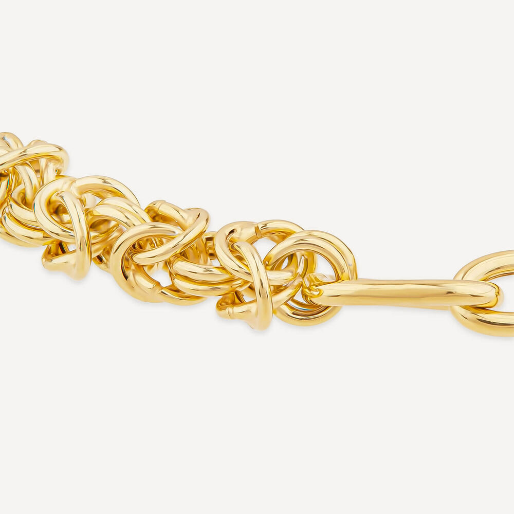 Silver & Yellow Gold Plated Twist & Open Link Bracelet image number 2