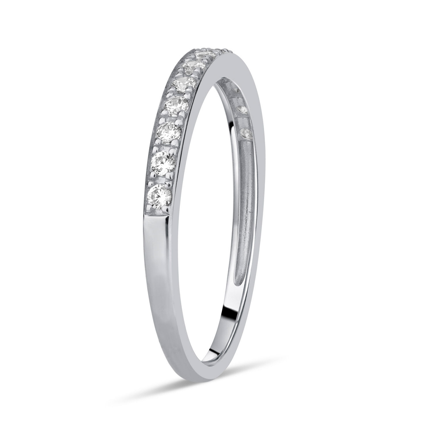 9ct White Gold Pave Set Cubic Zirconia Eternity Ring
