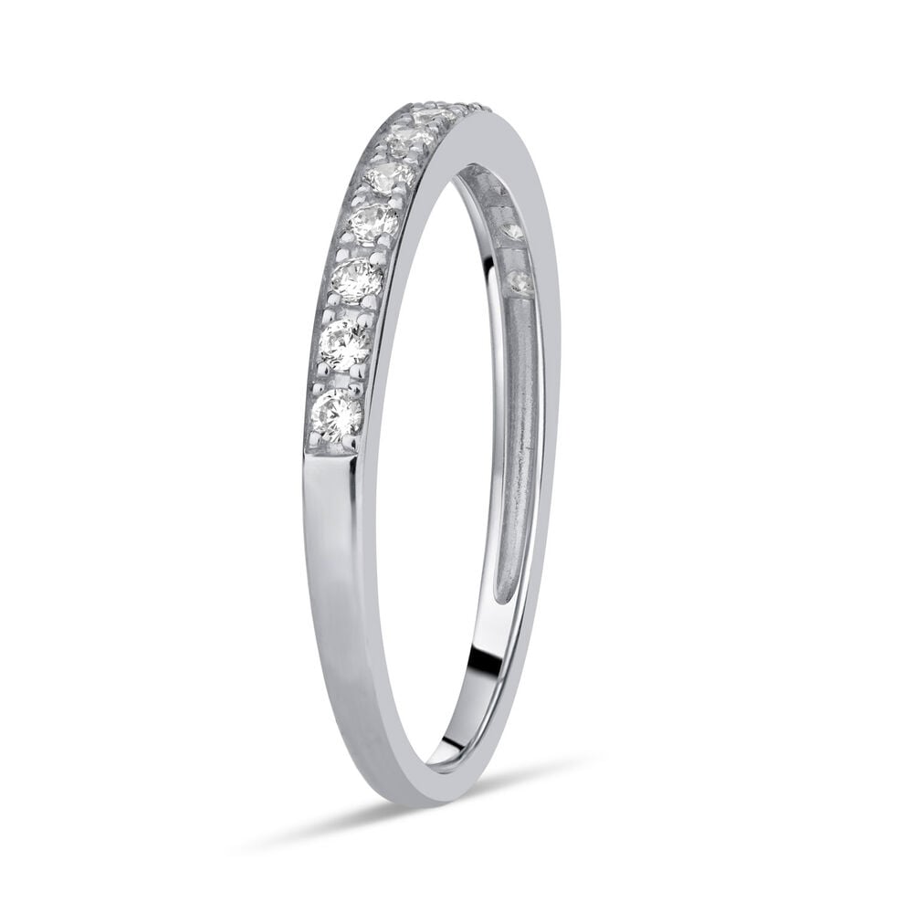 9ct White Gold Pavé Set Cubic Zirconia Eternity Ring image number 3