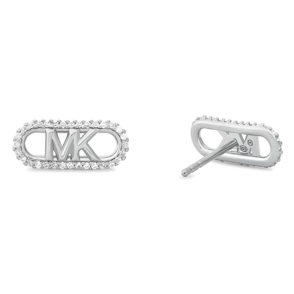 Michael Kors Statement Cubic Zirconia Sterling Silver Logo Stud Earrings image number 1