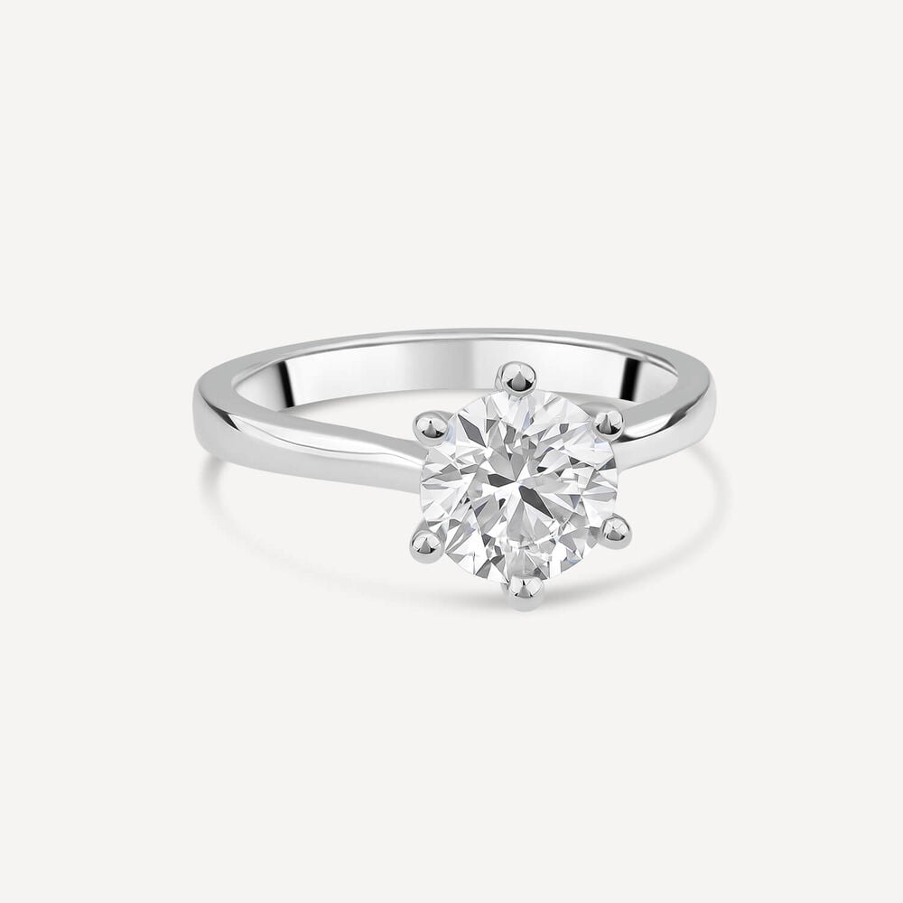 Born Platinum 1.50ct Round Lab Grown Diamond 6 Claw Set Solitaire Ring image number 2