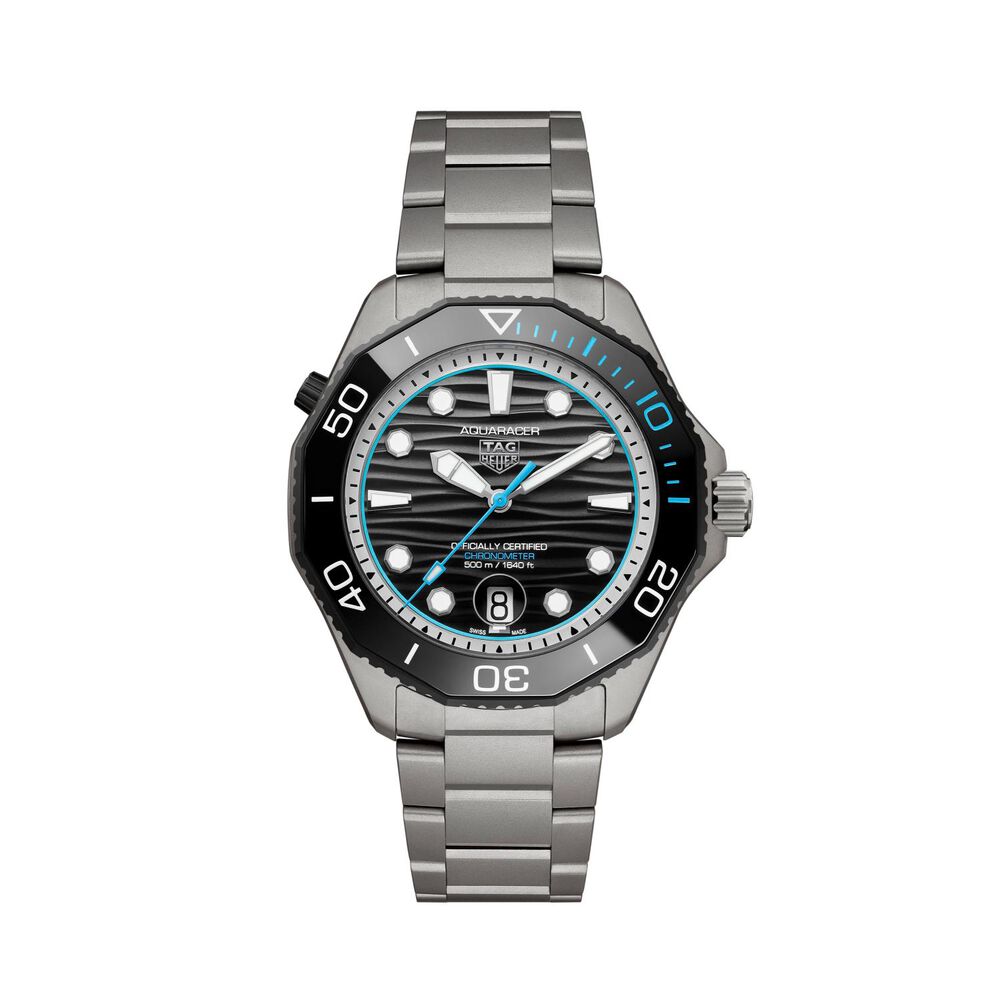 TAG Heuer Aquaracer Professional 500 Date 42mm Blue Details Titanium Bracelet Watch