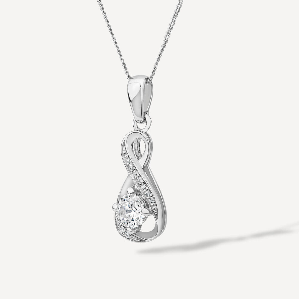 Sterling Silver and Cubic Zirconia April Birthstone Pendant (Chain Included) image number 1