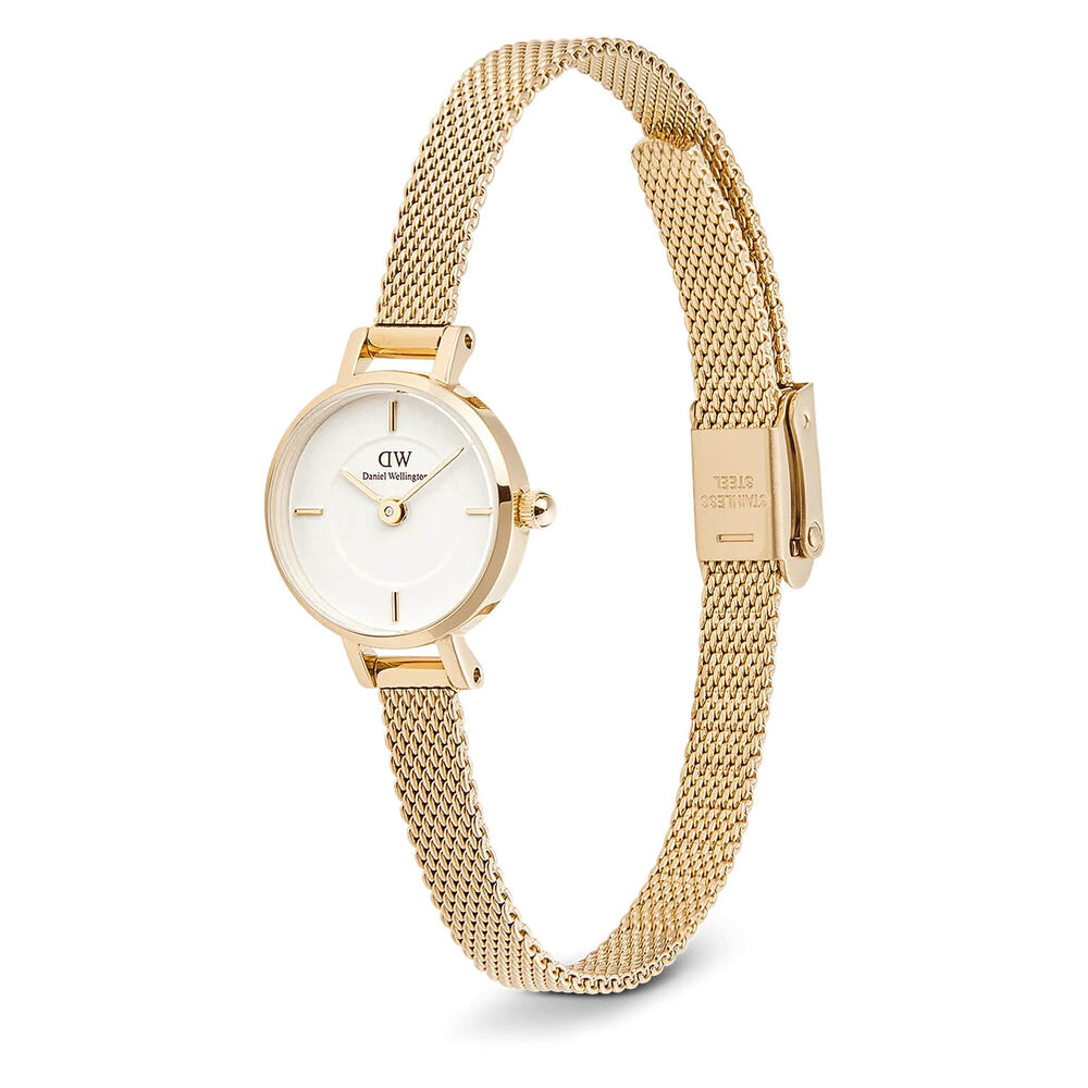 Daniel Wellington Petite Mini Evergold 19mm White Dial Gold Plated Steel Bracelet Watch image number 2