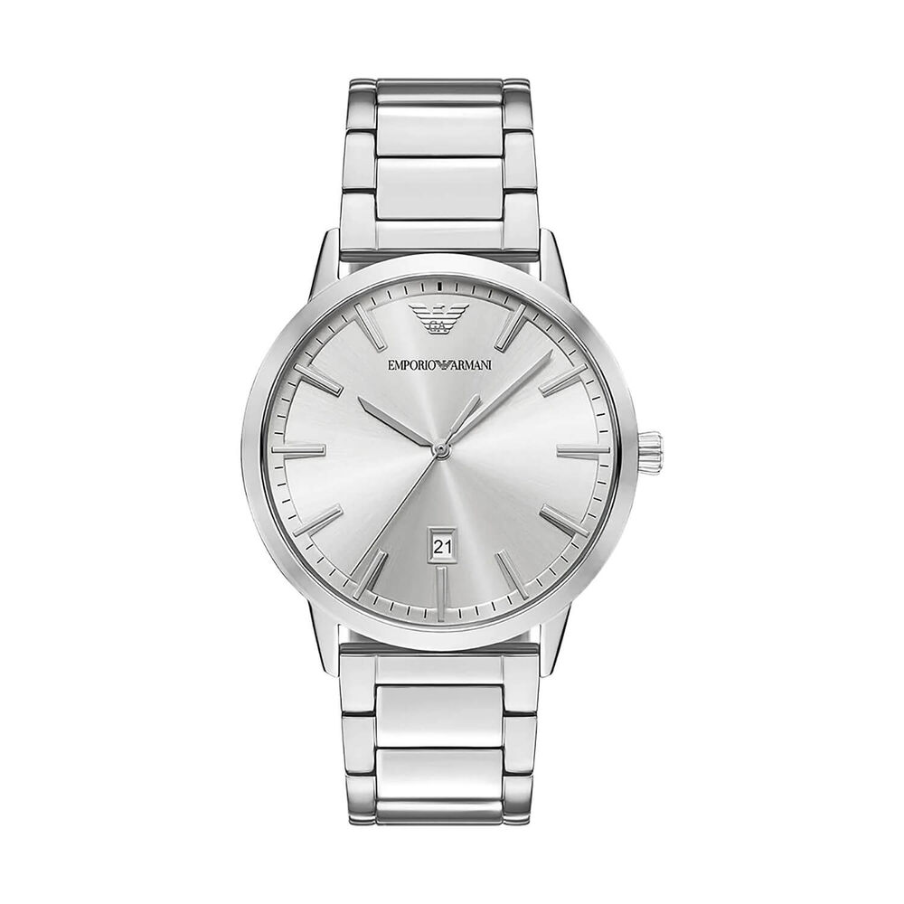 Emporio Armani Ruggero 43mm Silver Dial Stainless Steel Bracelet Watch