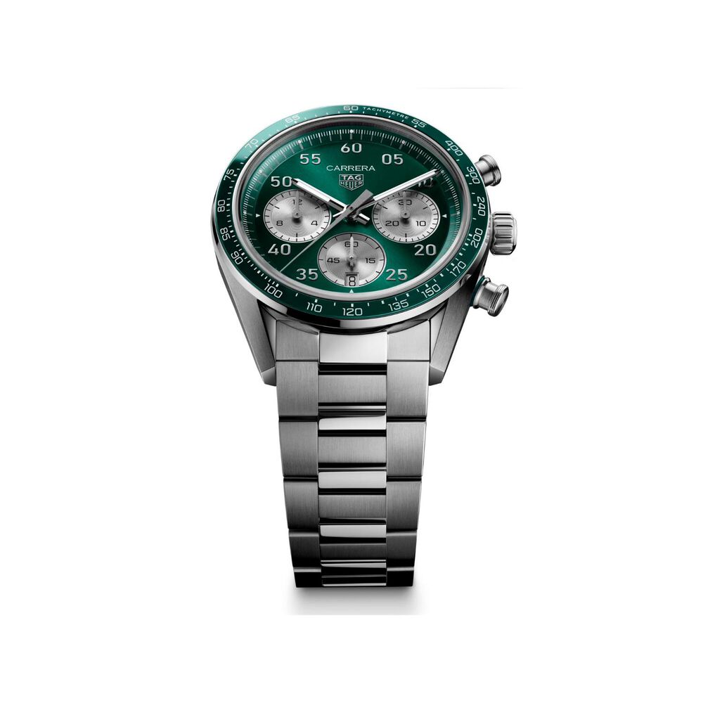 TAG Heuer Carrera Chronograph Sport 42mm Green Dial Steel Bracelet Watch