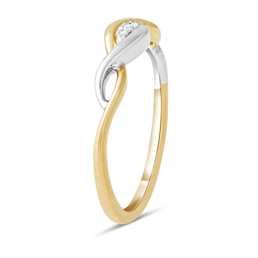 9ct Two Tone Diamond Setting Weave Ring image number 1
