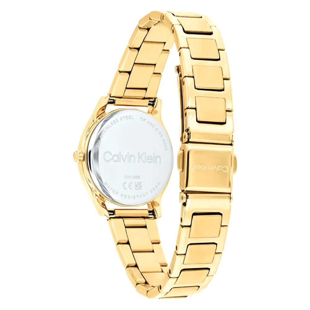 Calvin Klein Sculpted Essentials 28mm White Dial Gold Tone Stainless Steel Bracelet Watch