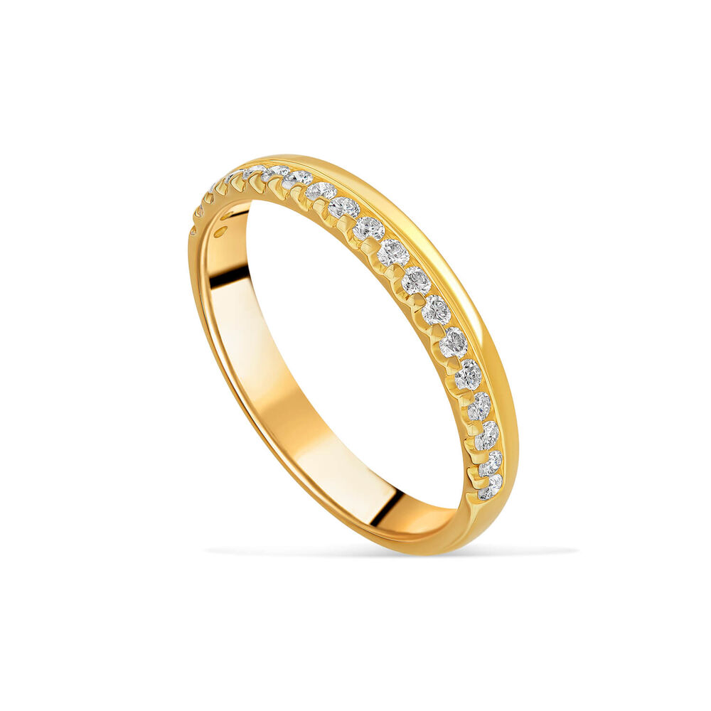 18ct Yellow Gold 3mm Round Offset 0.20ct Diamond Wedding Ring