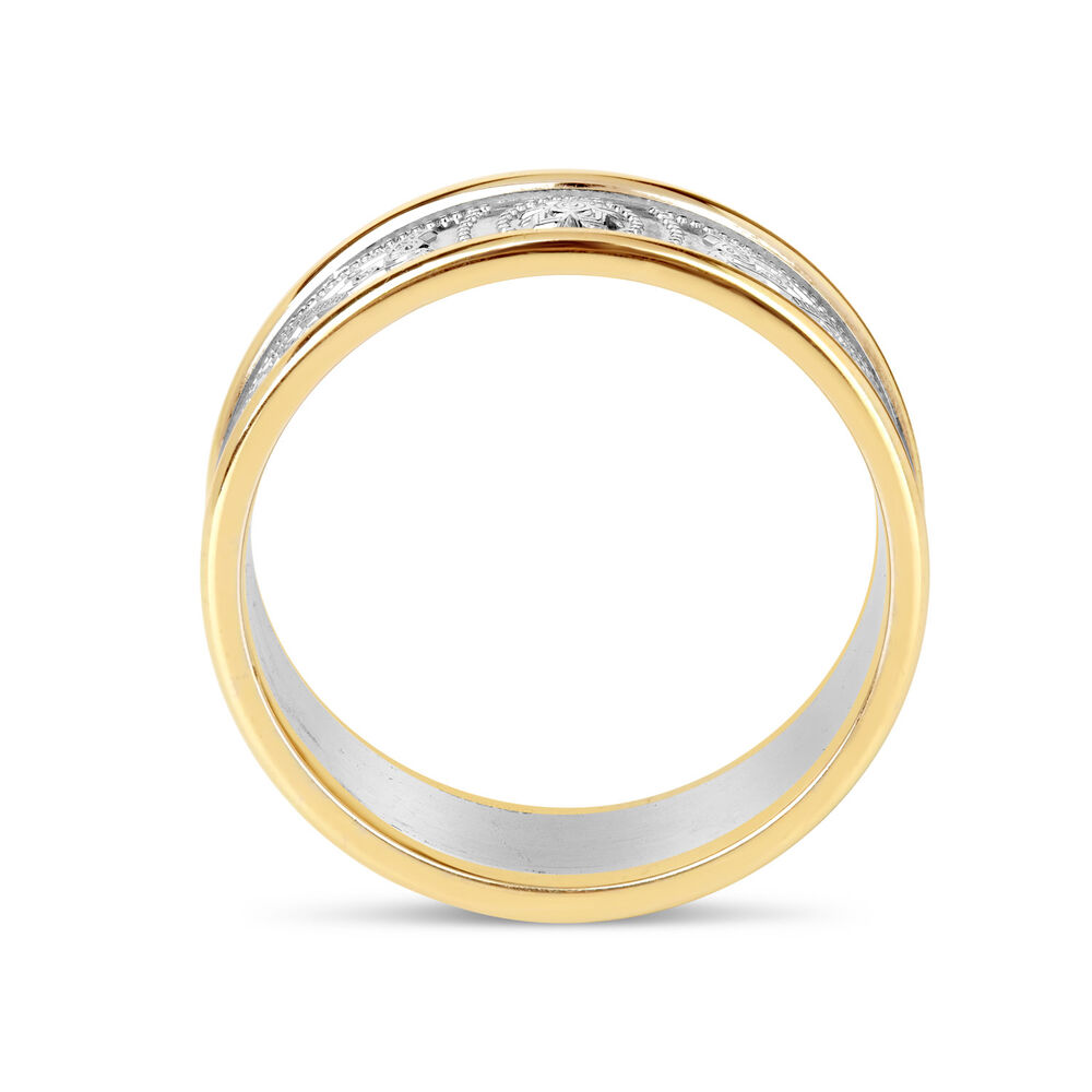 10ct Yellow Gold & Silver Celtic 6.5mm Men's Wedding Ring image number 2