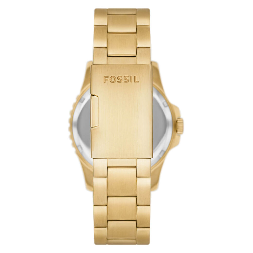 Fossil Blue 42mm Green Dial Yellow Gold Bracelet Watch