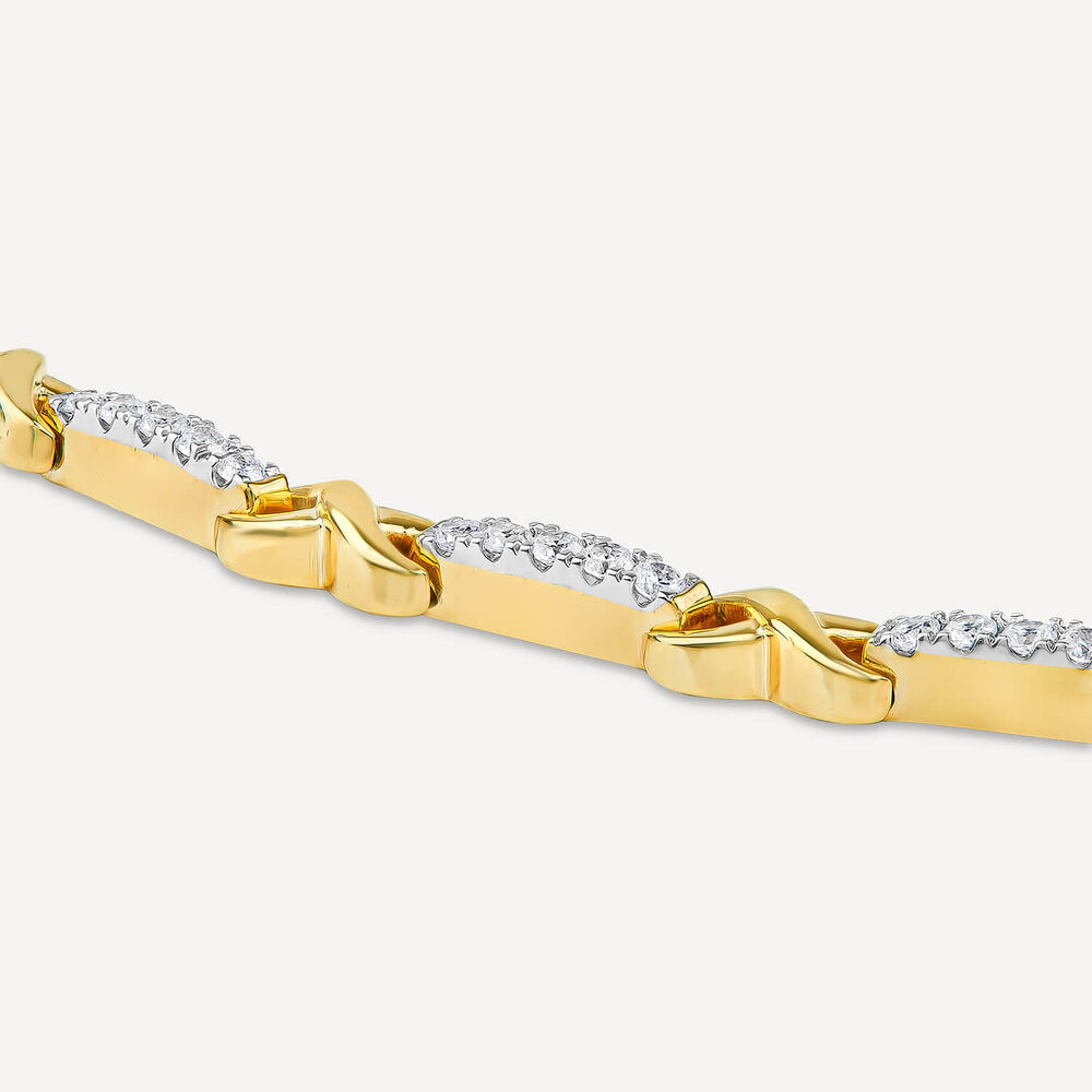 9ct Yellow & White Gold 1.00ct Diamond Kiss Bracelet image number 5