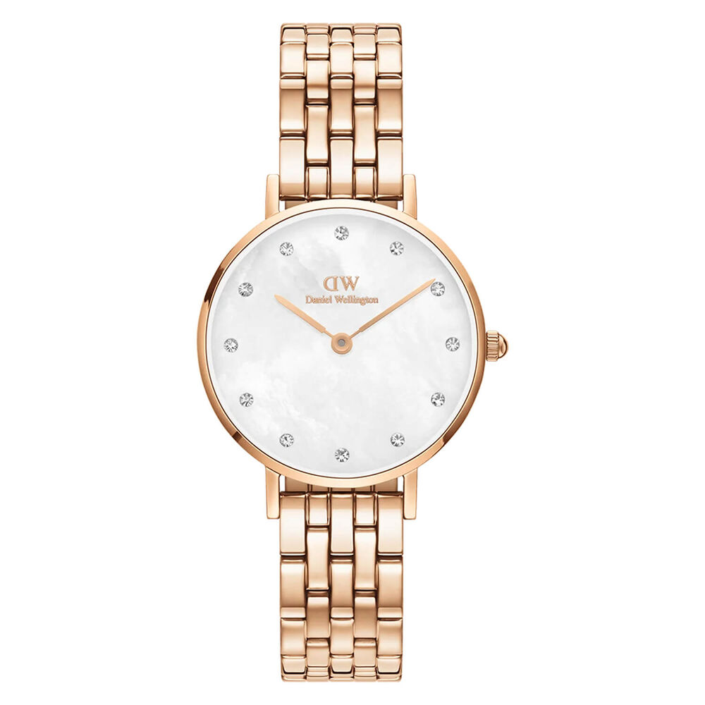 Daniel Wellington Petite Lumine 28mm Mother of Pearl White Dial Rose Gold Plated Case Watch