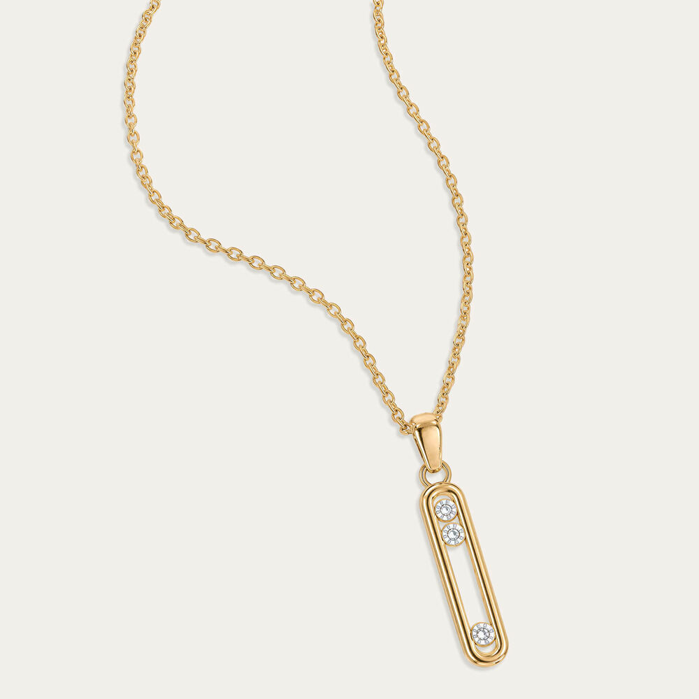 Yellow Gold Plated Sterling Silver 0.15ct Lab Grown Diamond Floating Bar Pendant