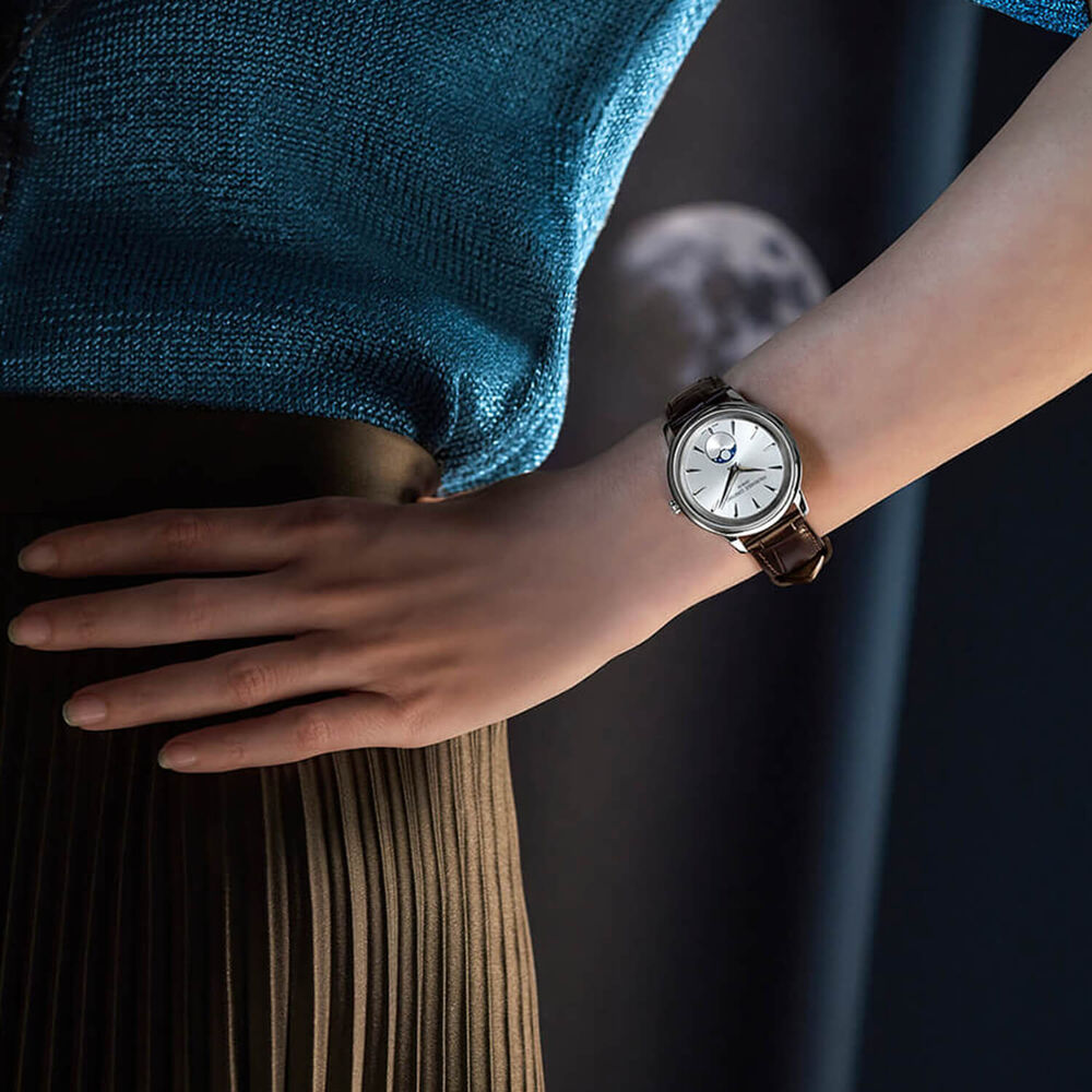 Frederique Constant Classics Moneta Moonphase 37mm Silver Dial Brown Leather Strap Watch image number 3