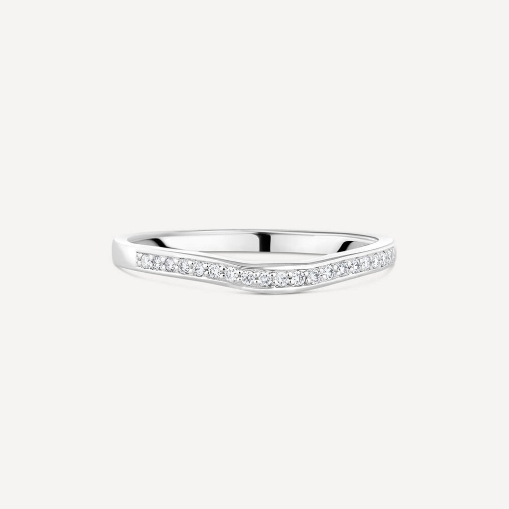 18ct White Gold Northern Star 0.08ct Claw Set Wedding Ring image number 2