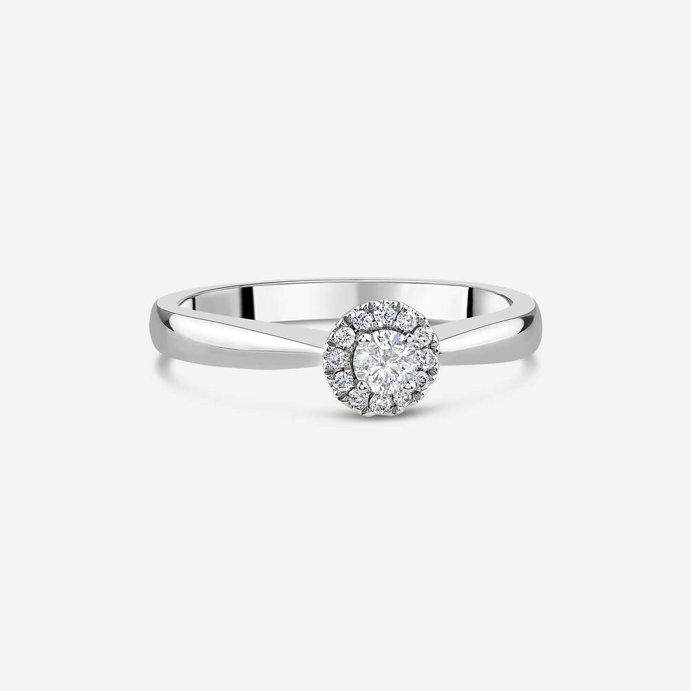 9ct White Gold 0.10ct Classic Halo Diamond Ring image number 2