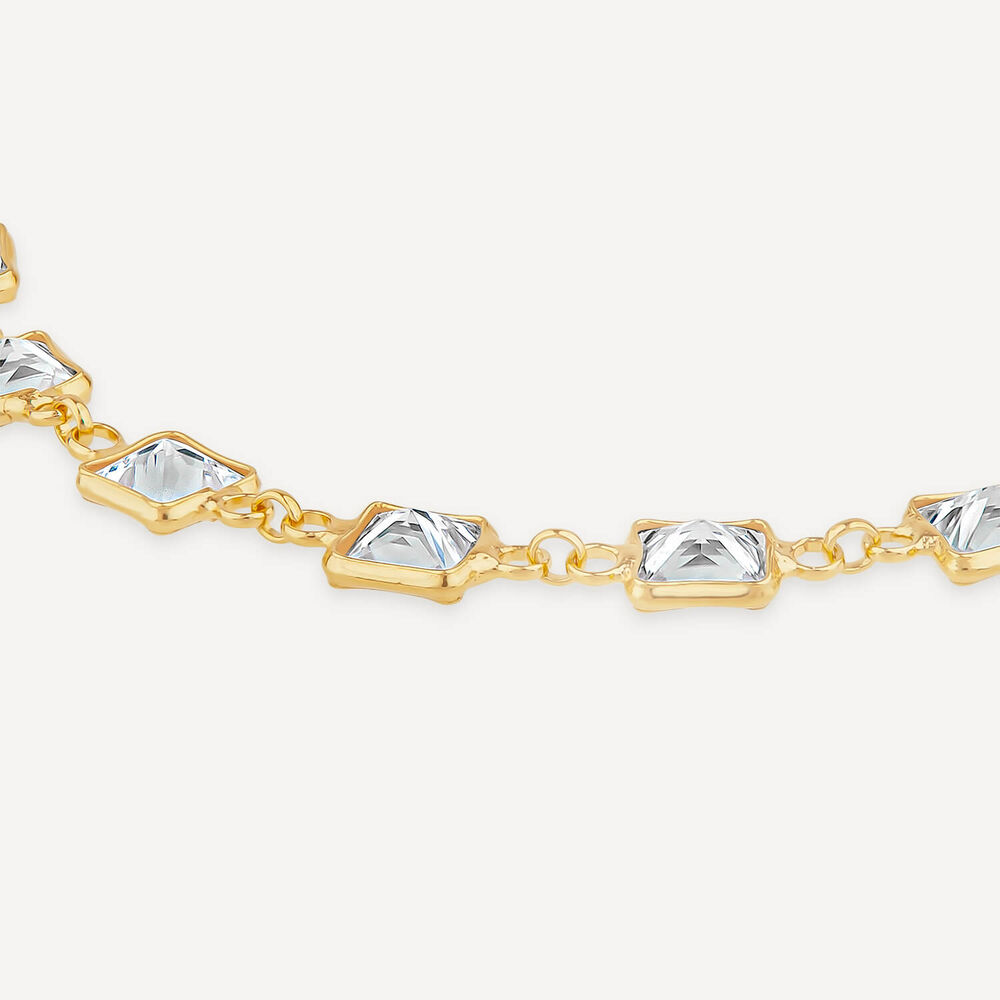 Silver & Yellow Gold Plated Rectangle Cubic Zirconia Series Bracelet image number 2
