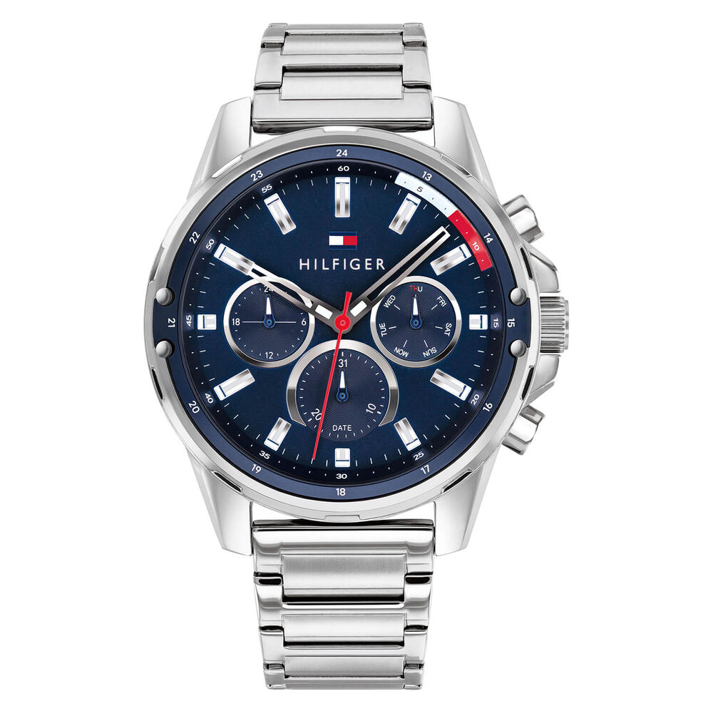 Tommy Hilfiger 44mm Blue Dial Chronograph Steel Case Bracelet Watch