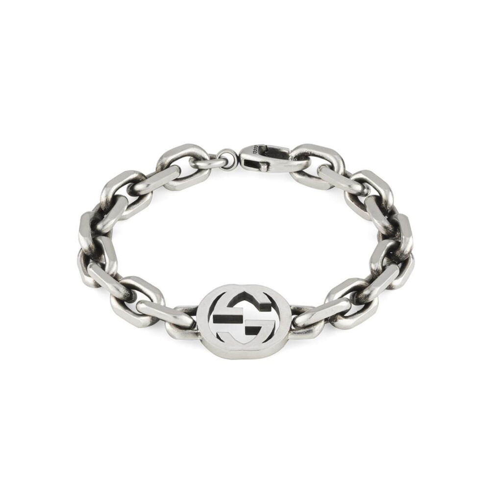Gucci Interlocking G Aged Sterling Silver Bracelet