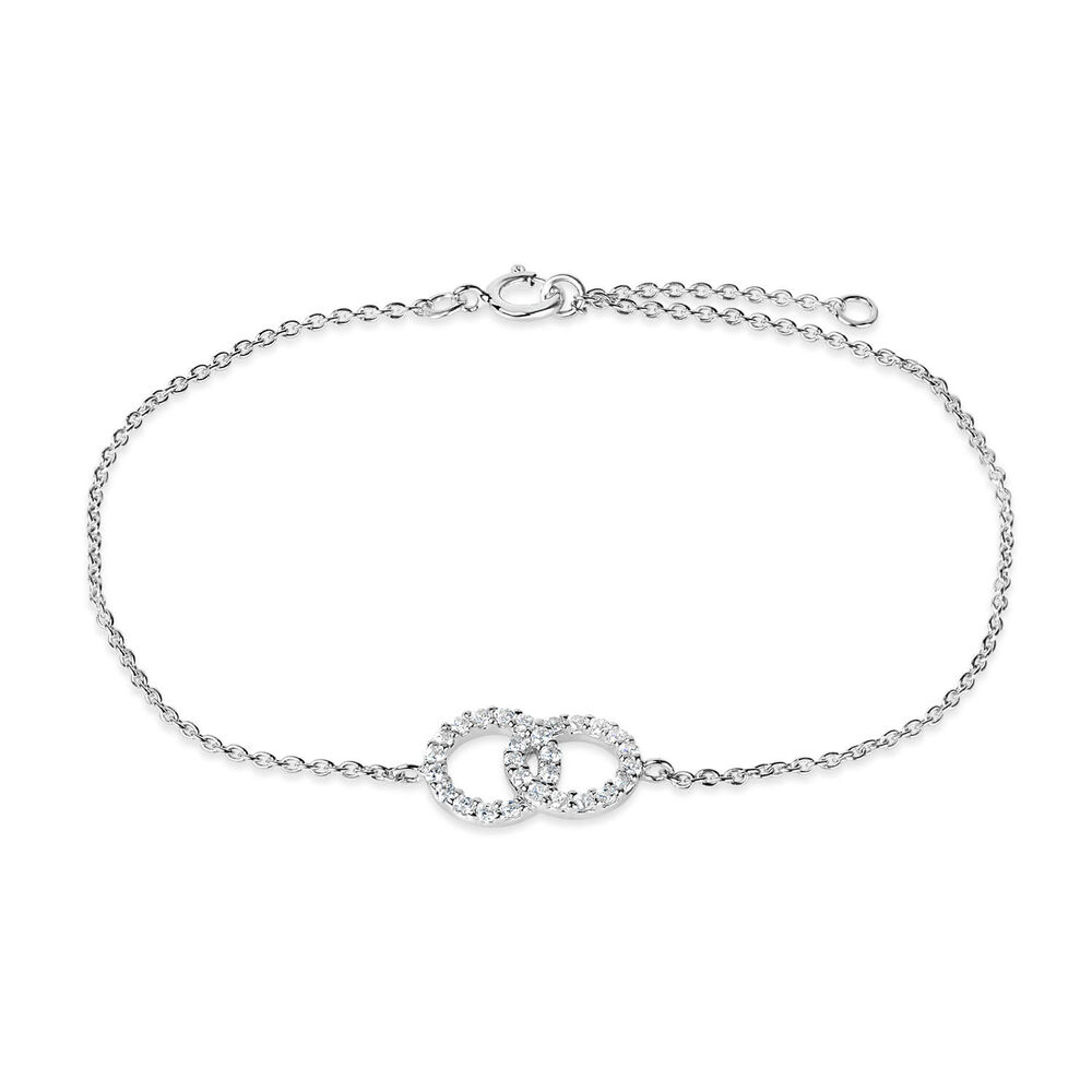 Sterling Silver Double Circle Cubic Zirconia Bracelet