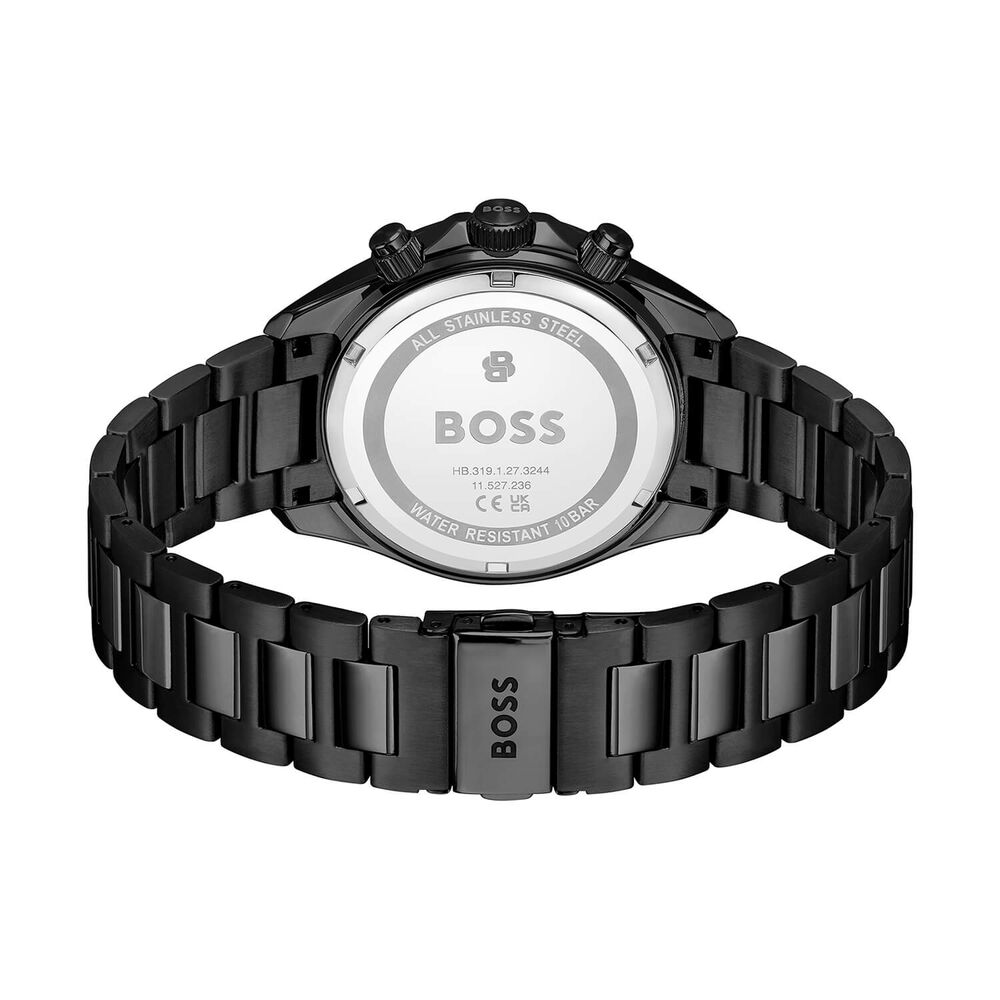 BOSS Bossletic 42mm Blue Dial Black Plated Steel Bracelet Watch