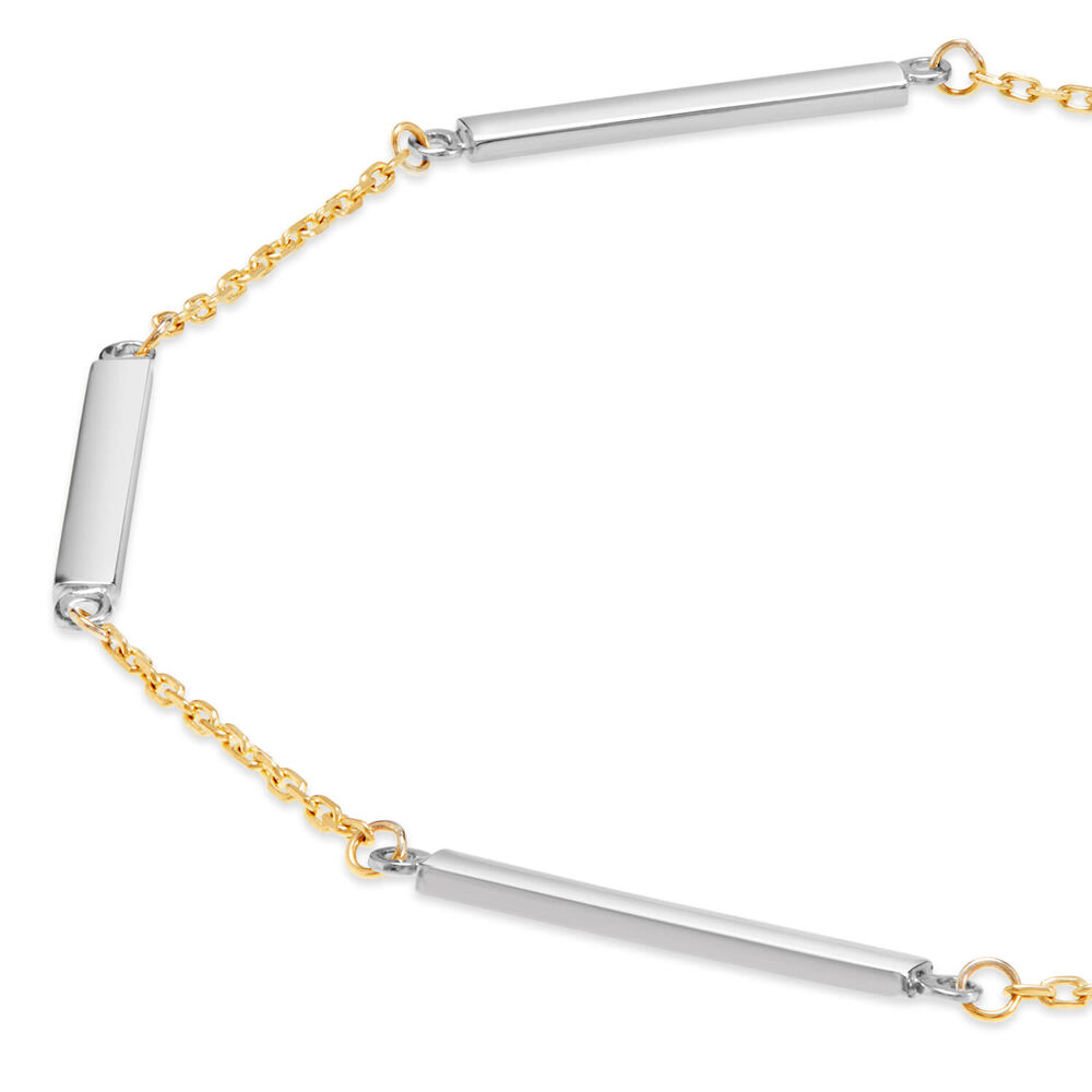 9ct Yellow & White Gold Polished Bars and Chain Bracelet