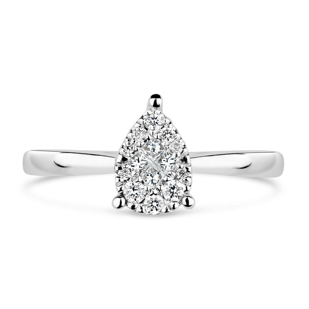 9ct White Gold 0.22ct Pear Shaped Cluster Diamond Ring image number 0