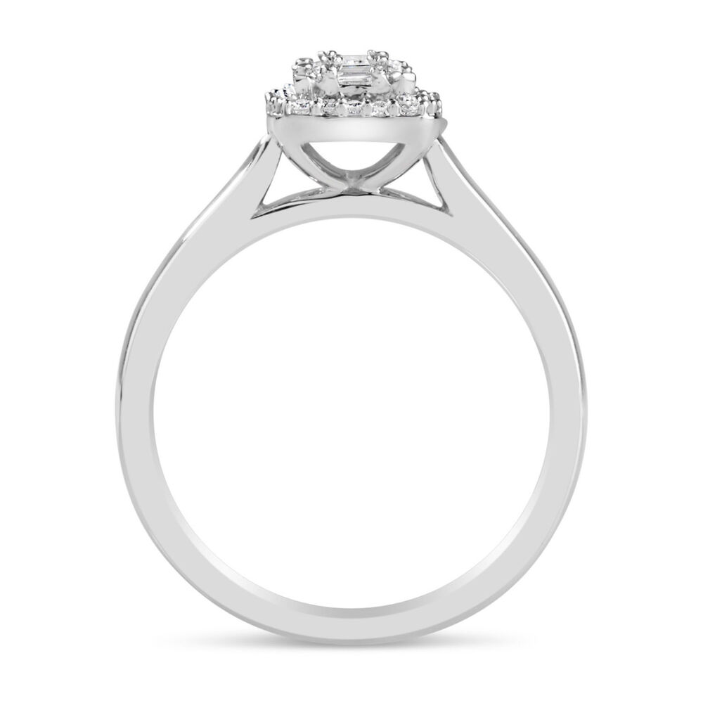 Ladies 18ct White Gold Emerald Cut Illusion 0.25 Carat Diamond Ring - Special Price image number 2