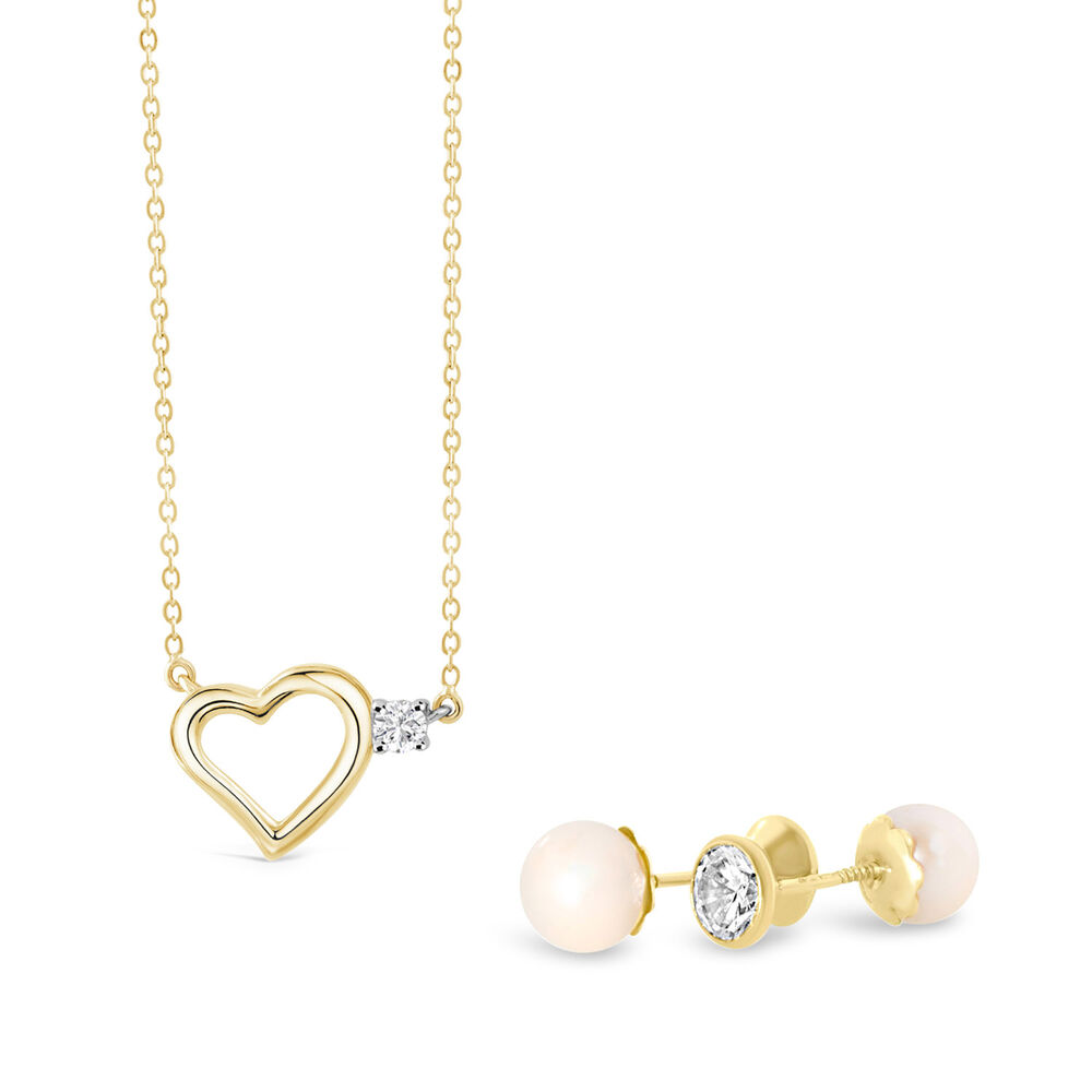 9ct Gold Cubic Zirconia Heart Necklace image number 2