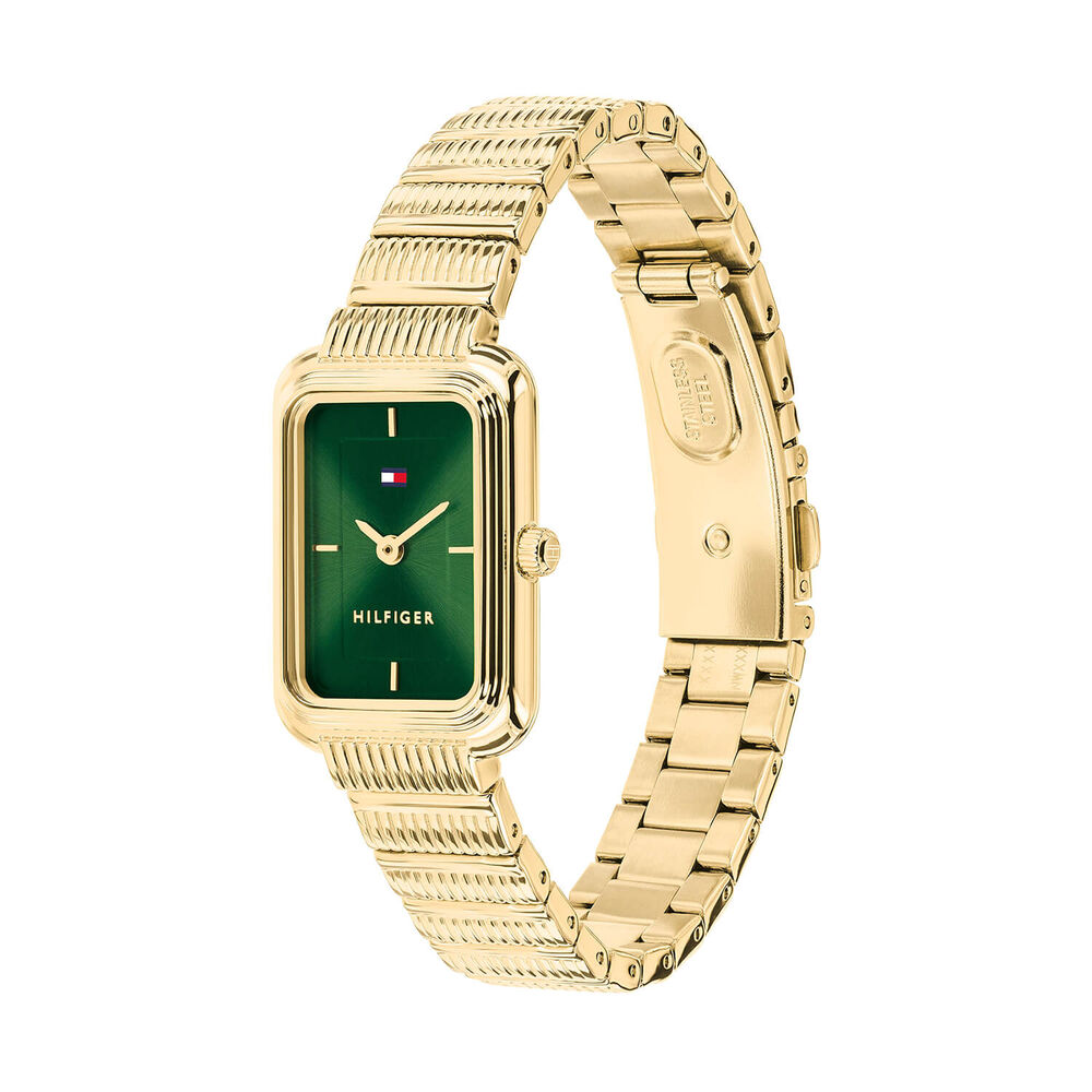 Tommy Hilfiger 28.8x20.5 Green Dial Gold Tone Steel Bracelet Watch