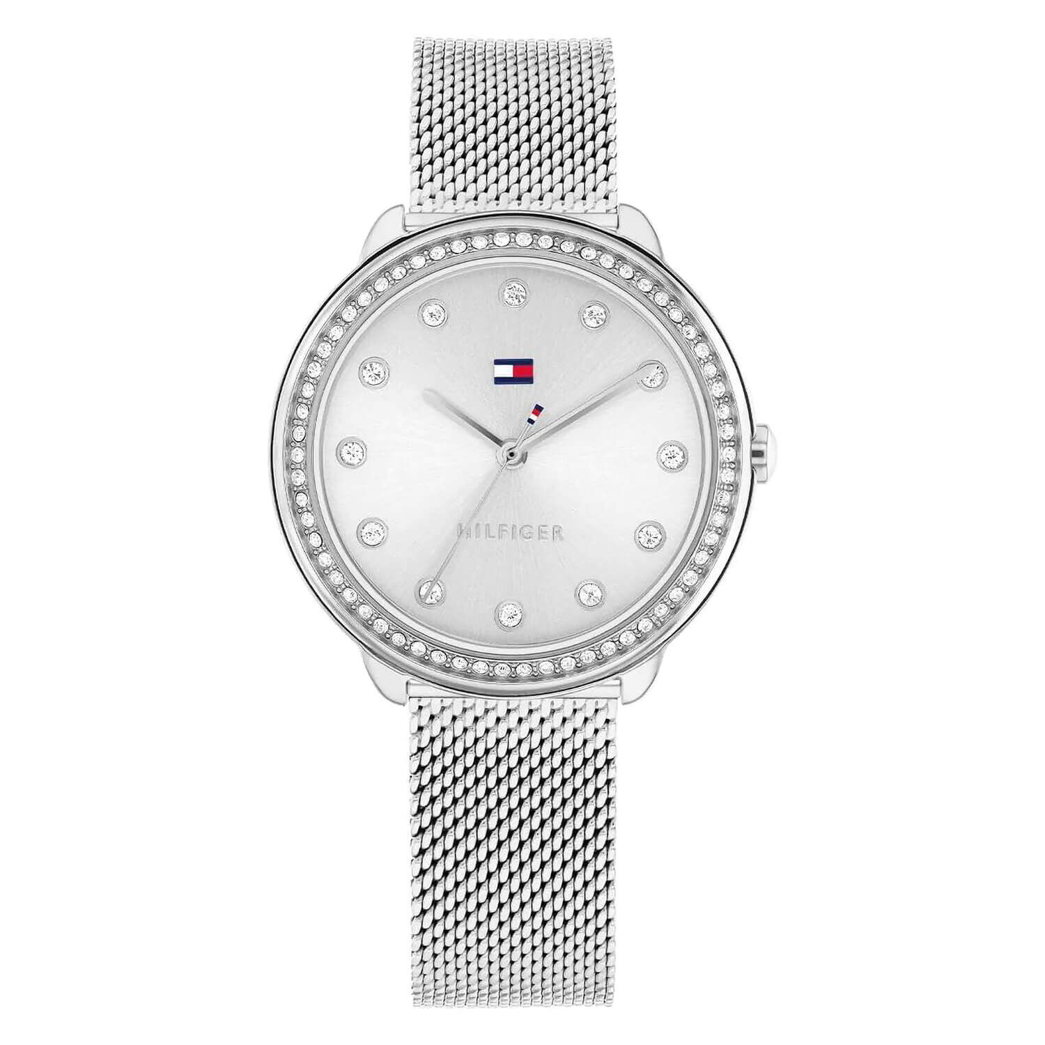Women's silver tommy hilfiger watches hot sale