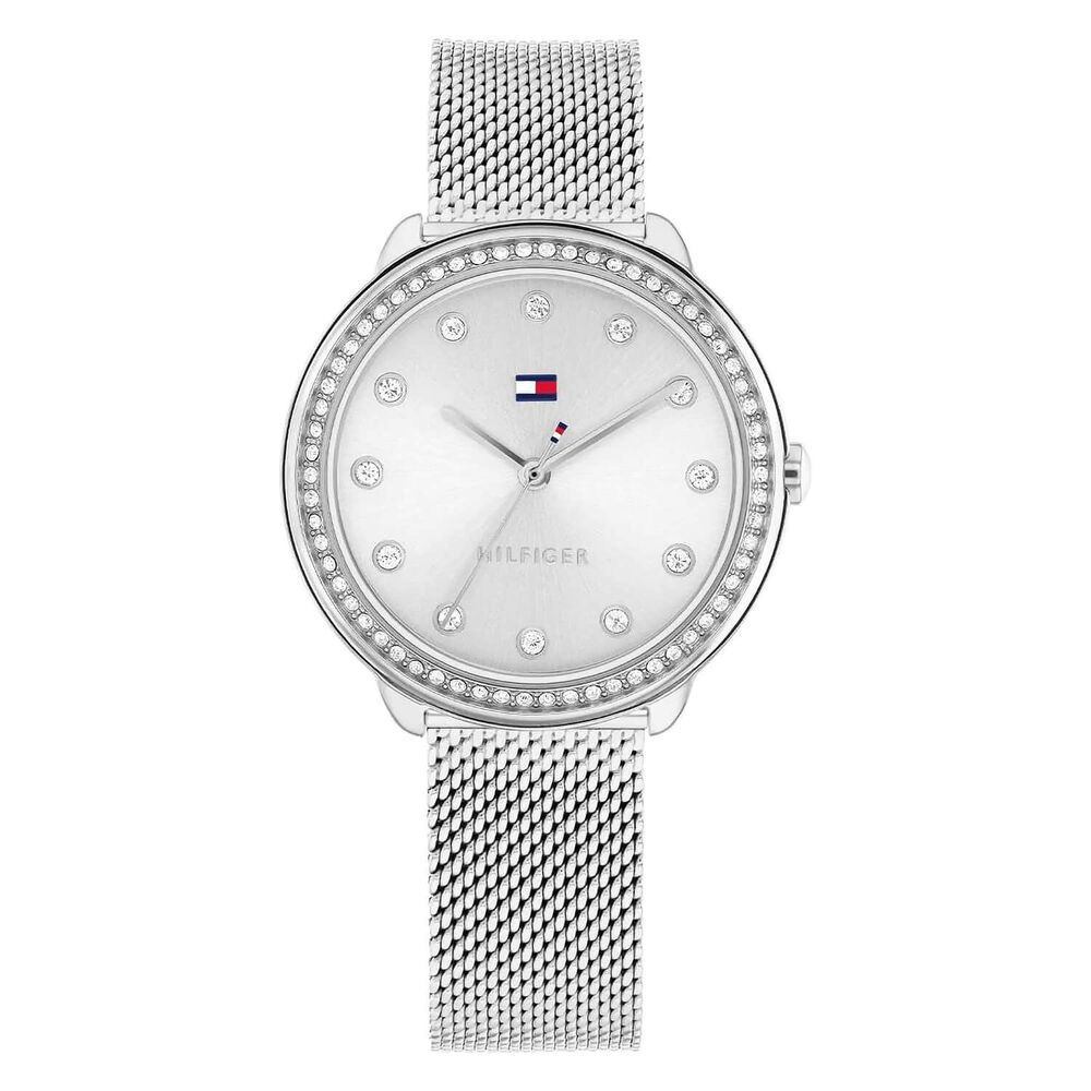Tommy Hilfiger 32mm Silver Dial Cubic Zirconia Set Bezel Steel Bracelet Watch image number 0