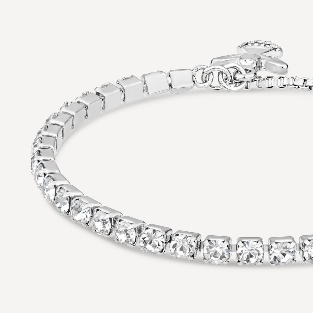 Silver Plated Crystal Angel Charm Tennis Bracelet image number 1