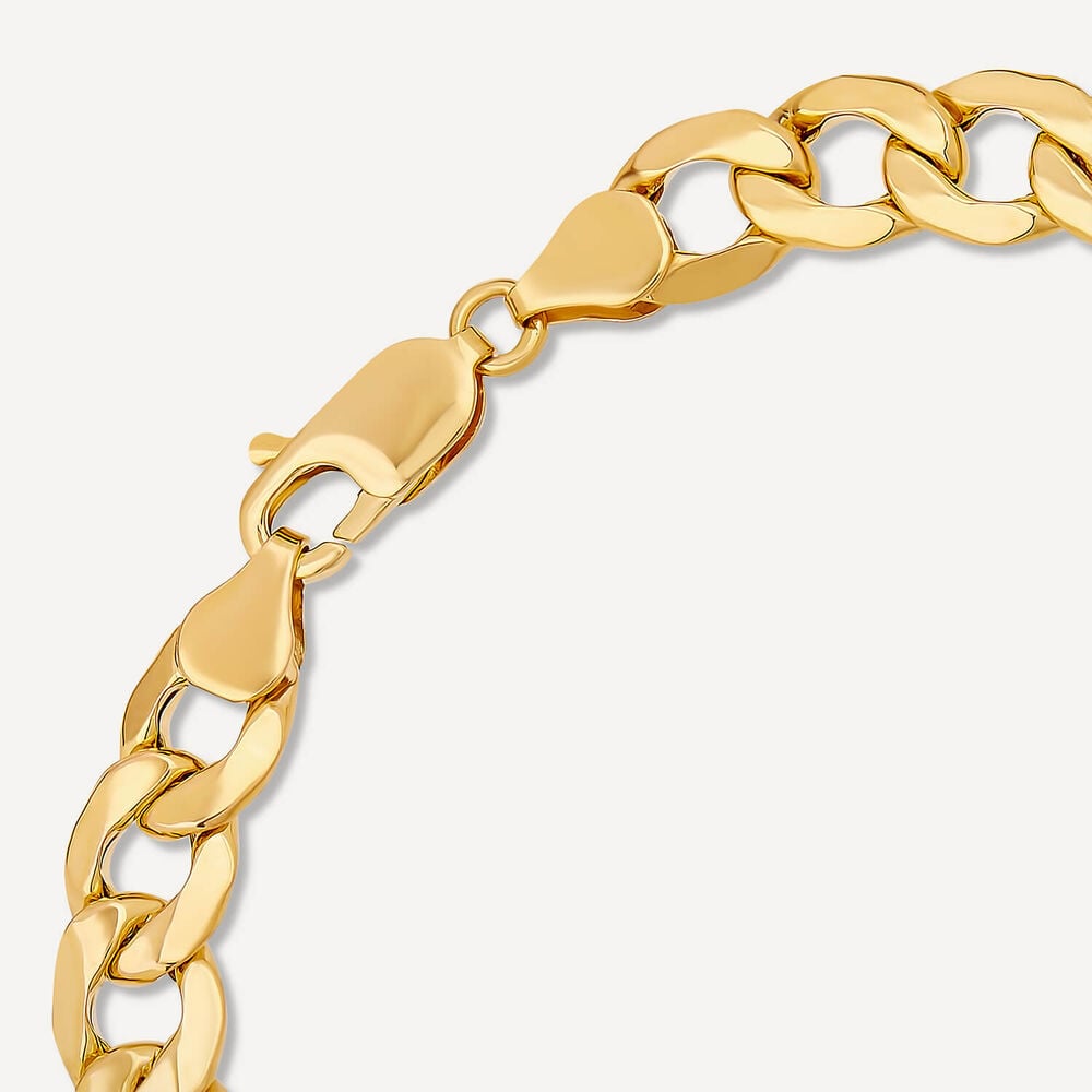 9ct Yellow Gold Diamond Cut Curb Chain Bracelet image number 3