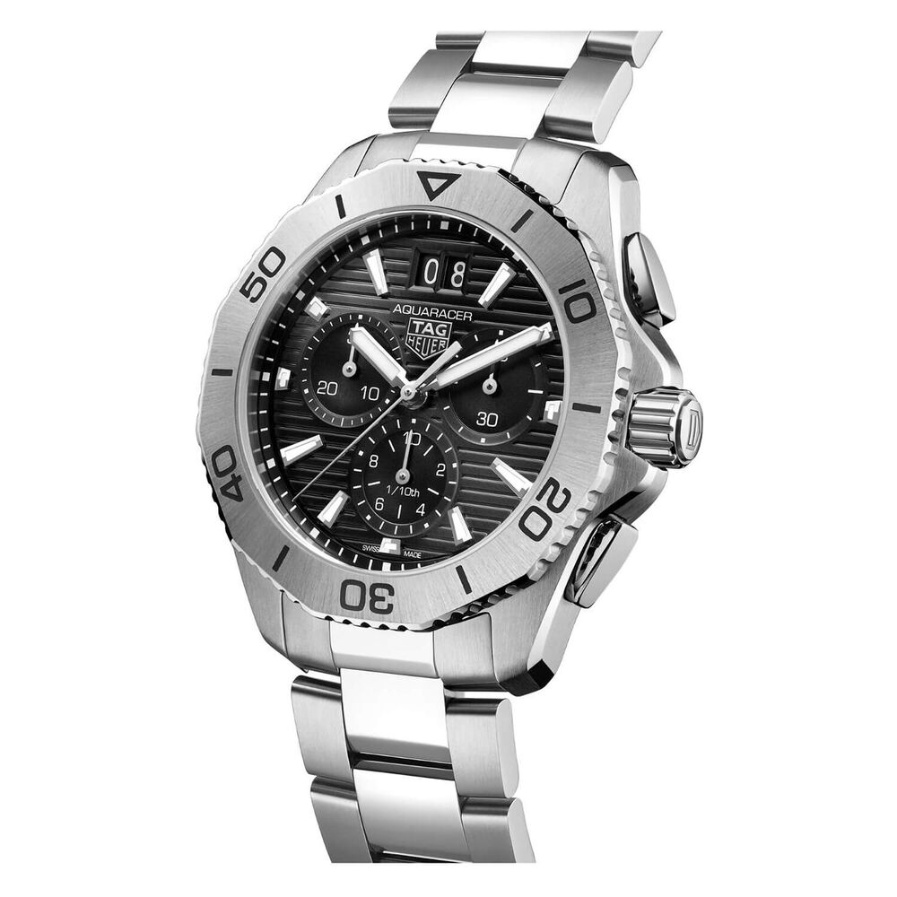 TAG Heuer Aquaracer Professional Chrono 40mm Black Dial Steel Bracelet Watch