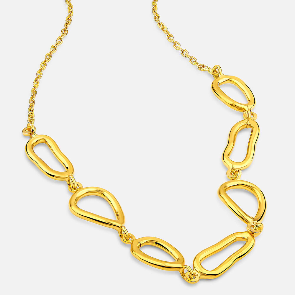 Yellow Gold Plated Sterling Silver Open Tear Loop Necklet
