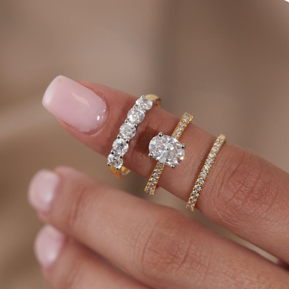 Born 18ct Yellow Gold 0.20ct Lab Grown Diamond Claw Set Half Eternity Wedding Ring
