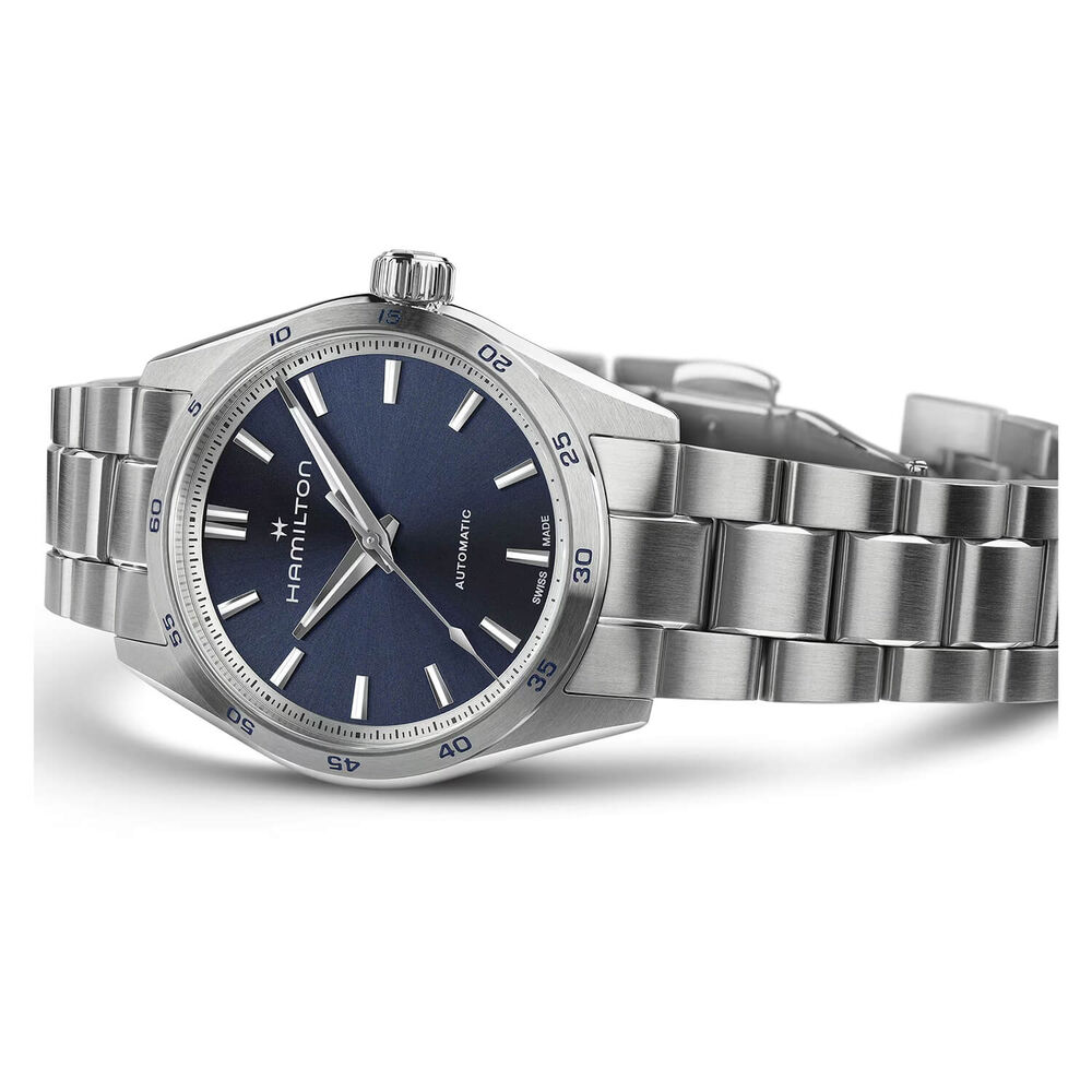 Hamilton Jazzmaster Performer Auto 34mm Blue Dial Steel Bracelet Watch image number 3