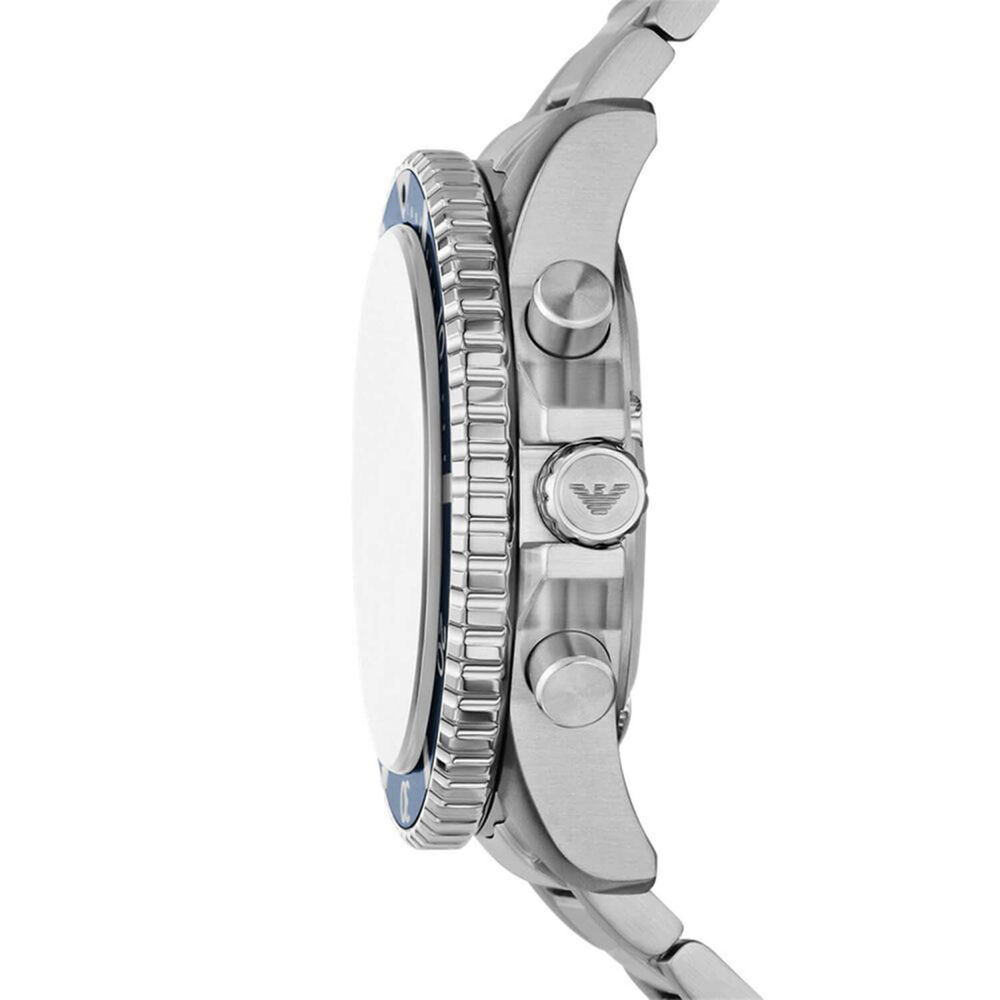Emporio Armani World Explorer 43.5mm Blue Chronograph Dial Steel Bracelet Watch image number 2