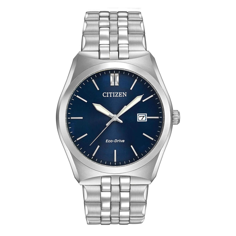 Citizen Eco-Drive Corso blue dial stainless steel bracelet watch