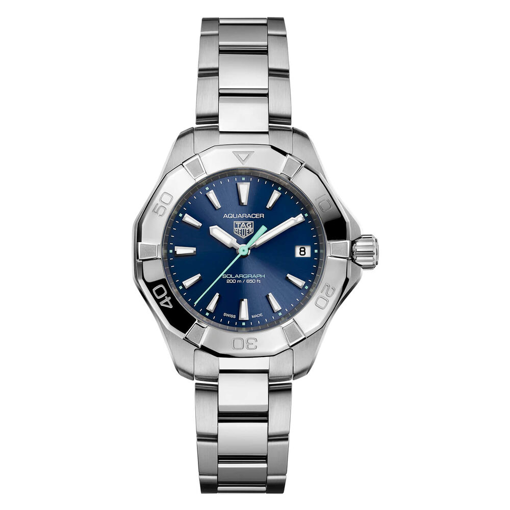 TAG Heuer Aquaracer Professional 200 Solargraph 34mm Blue Dial Steel Bracelet Watch
