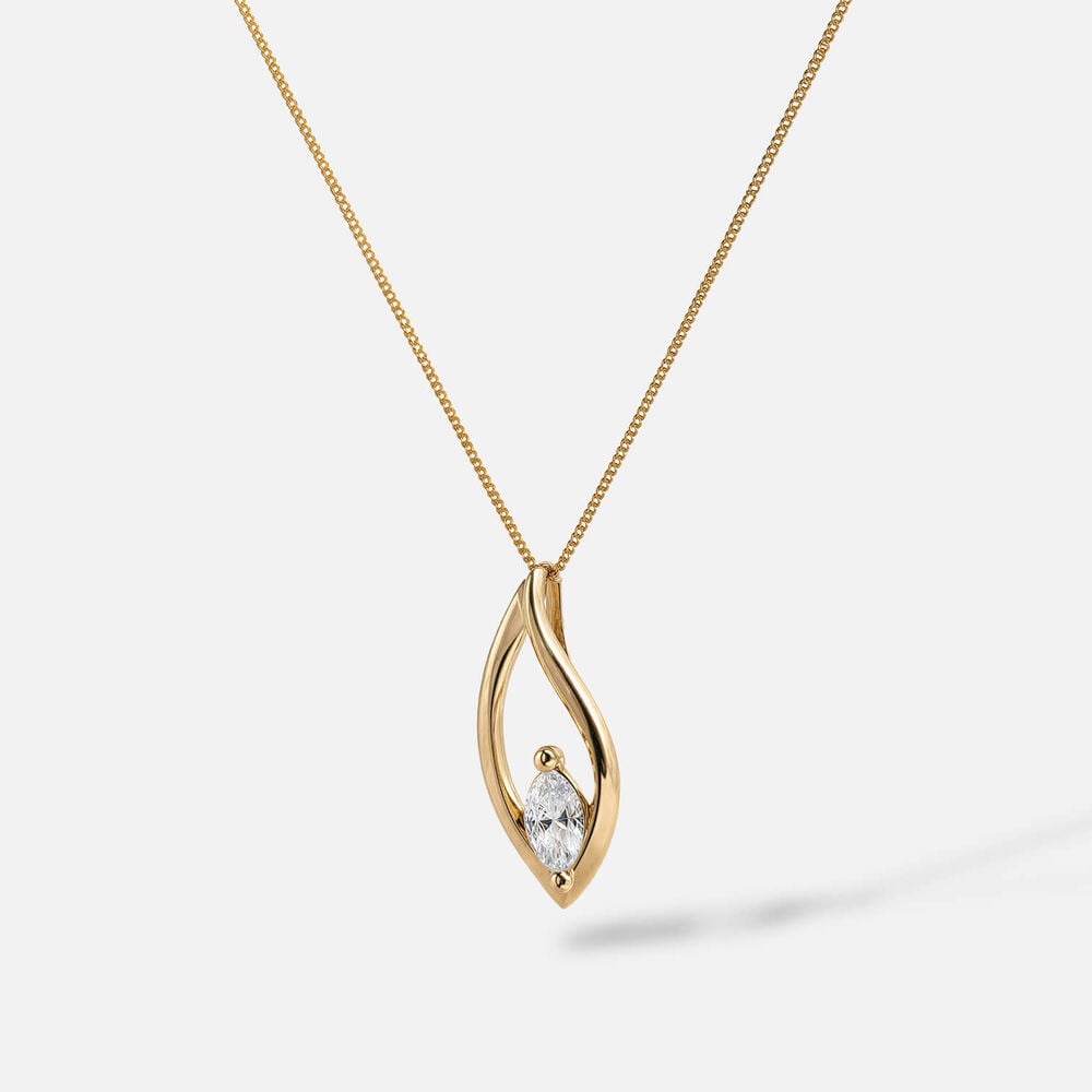 Yellow Gold Plated Vermeil Sterling Silver 0.30ct Lab Grown Marquise Diamond Open Tear Pendant