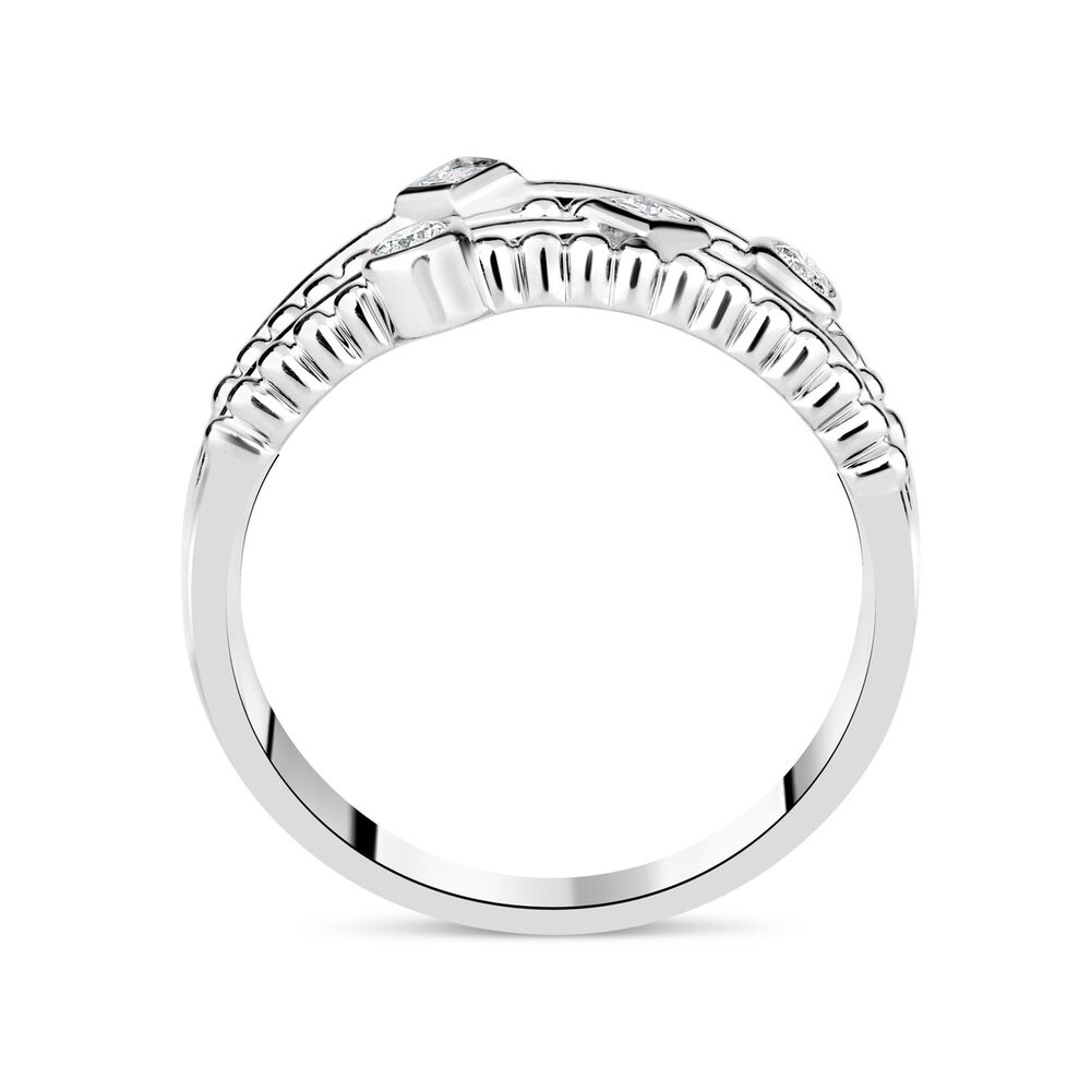9ct White Gold 4-Row 0.15ct Diamond Set Ladies' Ring image number 2