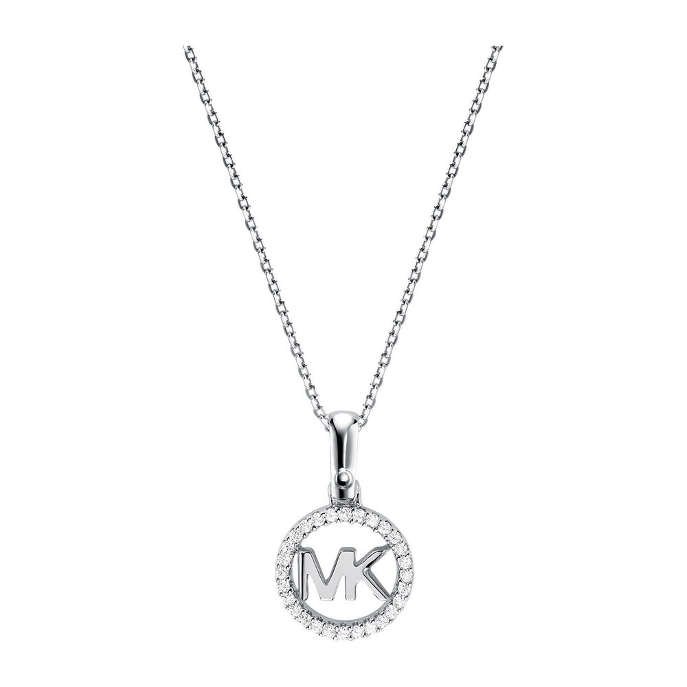 Michael Kors Sterling Silver & Crystal 'MK' Pendant
